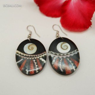 Handcrafted Resin Natural Shell Earrings by Balinese Artisans